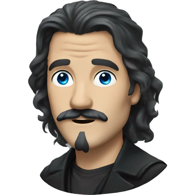 Sirius Black - black long hair, black mustache, blue eyes,  emoji