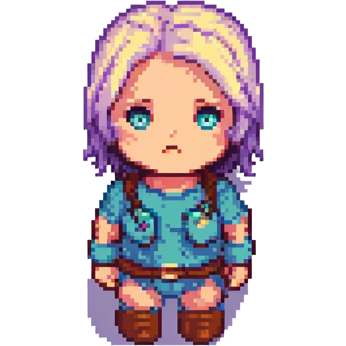 Silent Hill character emote for Twitch, pixel art style, Heather Mason with a determined expression emoji