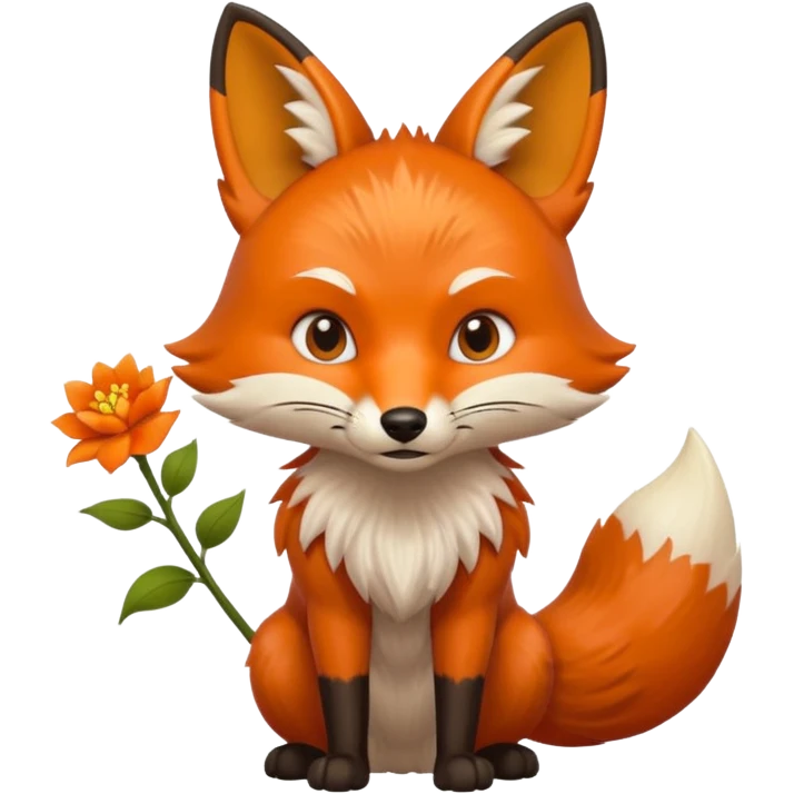 stojący z kwiatkiem lisek który jest wściekły  emoji