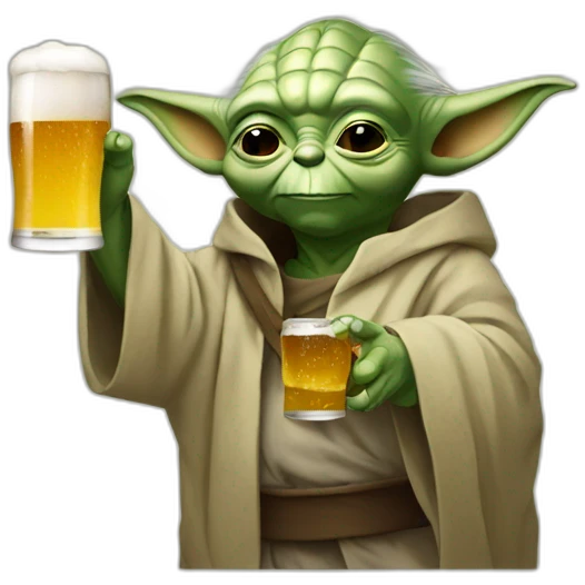 Yoda drinking a beer emoji
