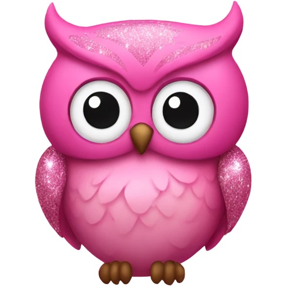Pink owl with glitter emoji