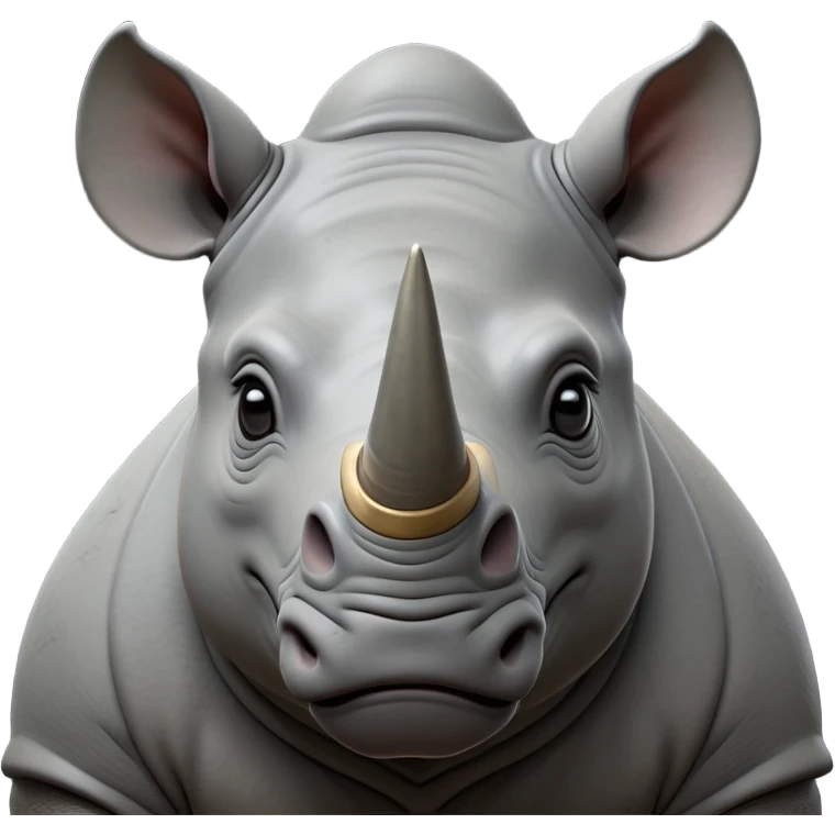 cinematic-noble-rhinoceros-portrait-emoji,-poised,-with-a-massive,-powerful-build-and-a-thick,-hide-of-slate-gray,-deep-set-soulful-piercing-eyes,-simplified-yet-sharp-and-sophisticated-features,-highly-detailed, with large black eyes, szoomed out showing houlders emoji
