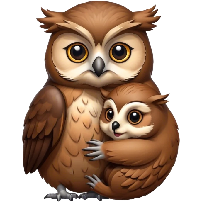 owl hugs beaver emoji