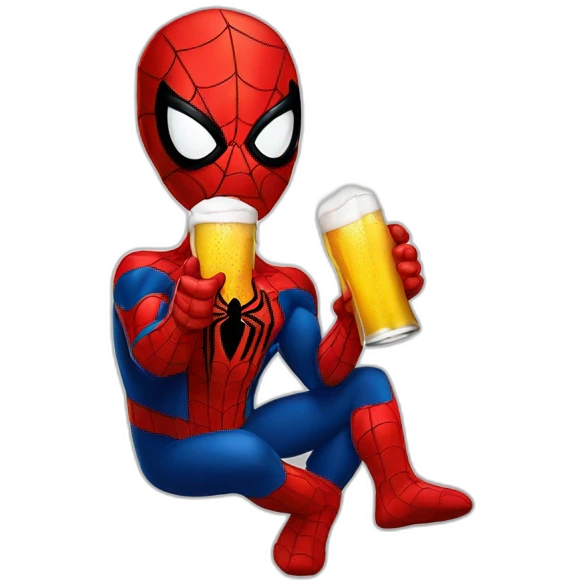 Emoji de Spiderman tomando cerveza emoji