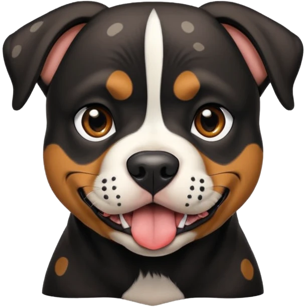 Pitt bull rottweiler white muzzle with black spots tongue out emoji