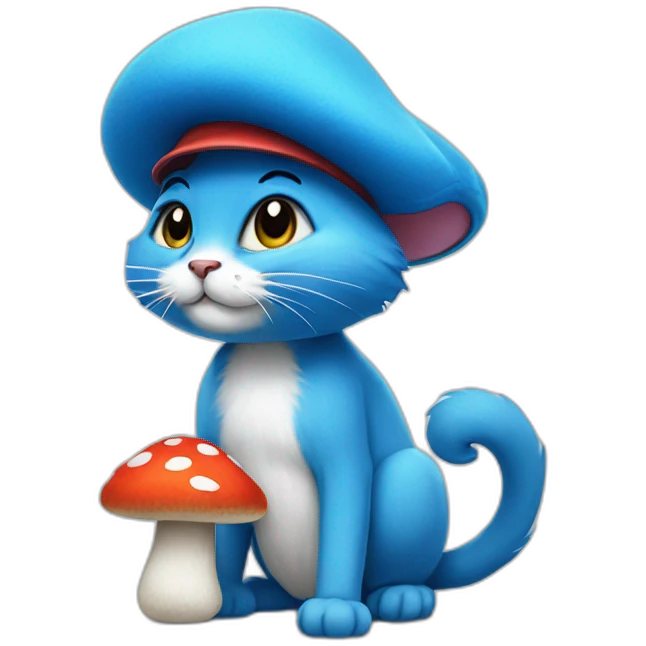 Smurf cat with mushroom hat emoji