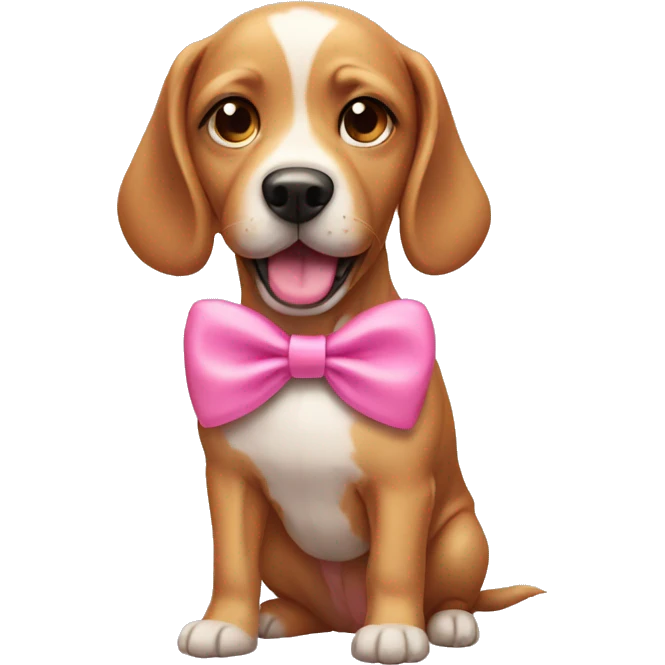 Dog wearing pink bow emoji