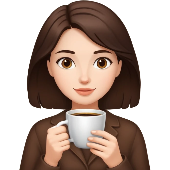 Brunette girl holding a cup of coffee  emoji