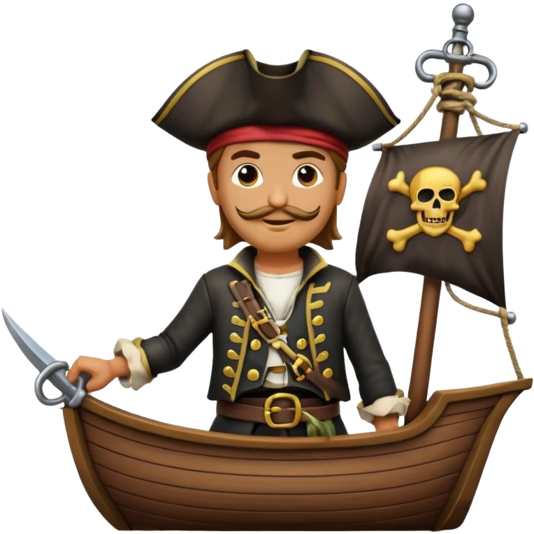 create an emoji of pirate capitan on the bow of the ship in epic posture, pirate style emoji