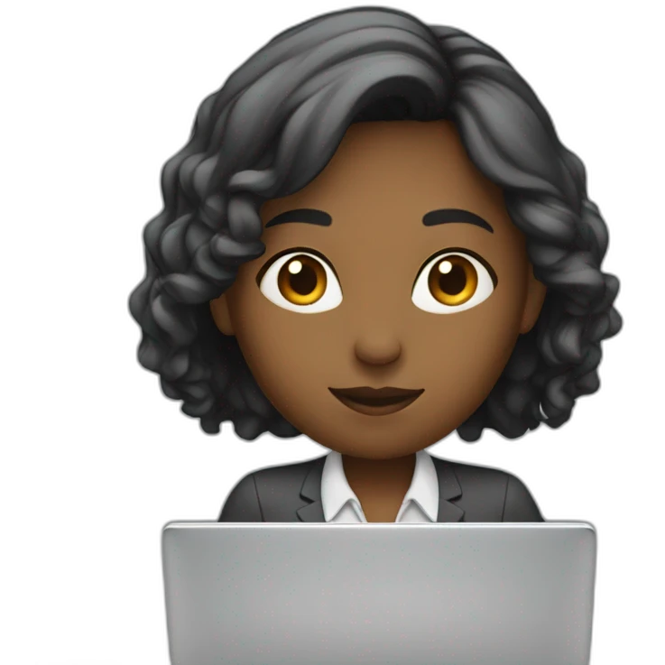 young office woman working behind laptop emoji