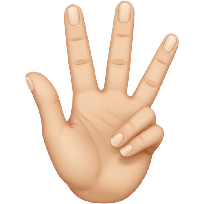 Create hand gesture with three fingers shaped downward in the shape of a letter M emoji
