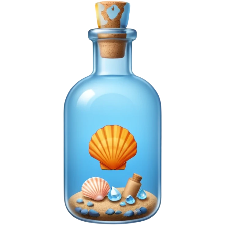 A Message Bottle, blue, shell inside emoji