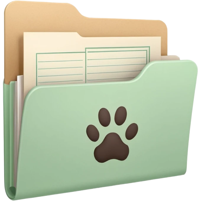 a pastel green folder of documents with a pawprint on it emoji