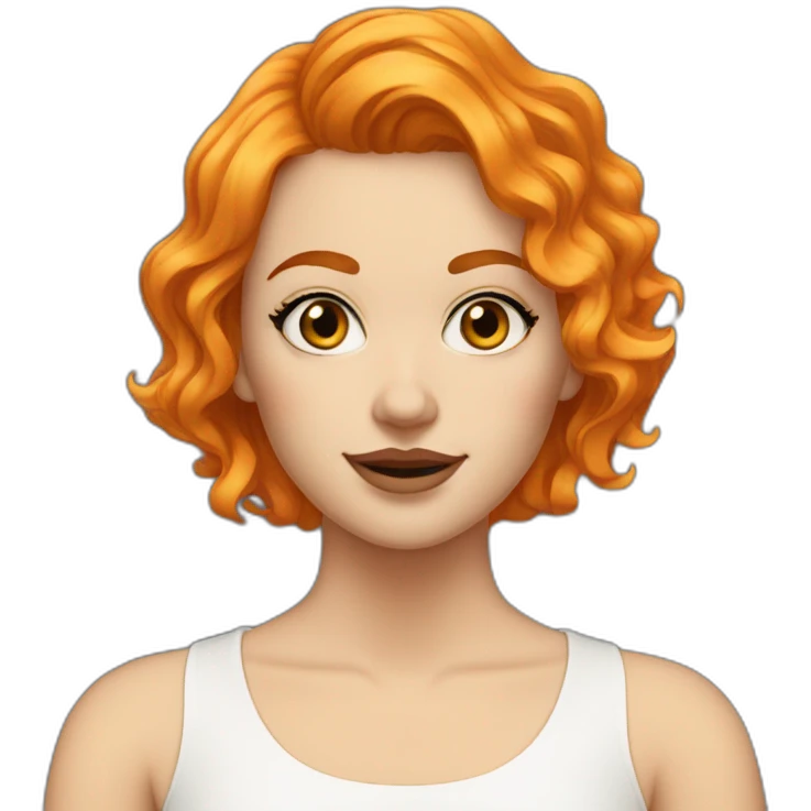 wavy--short-hair-orange-hair-white-girl-eyeliner emoji