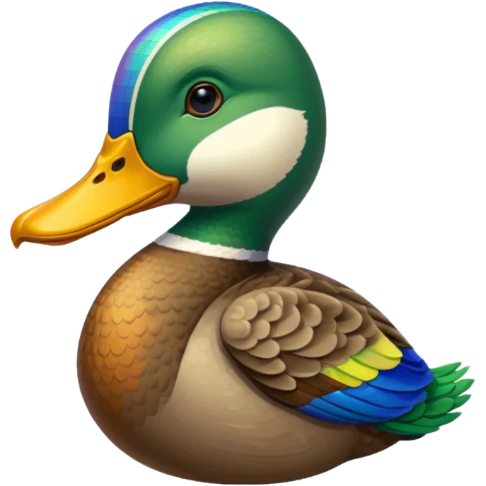 Mallard duck, pixel art emoji