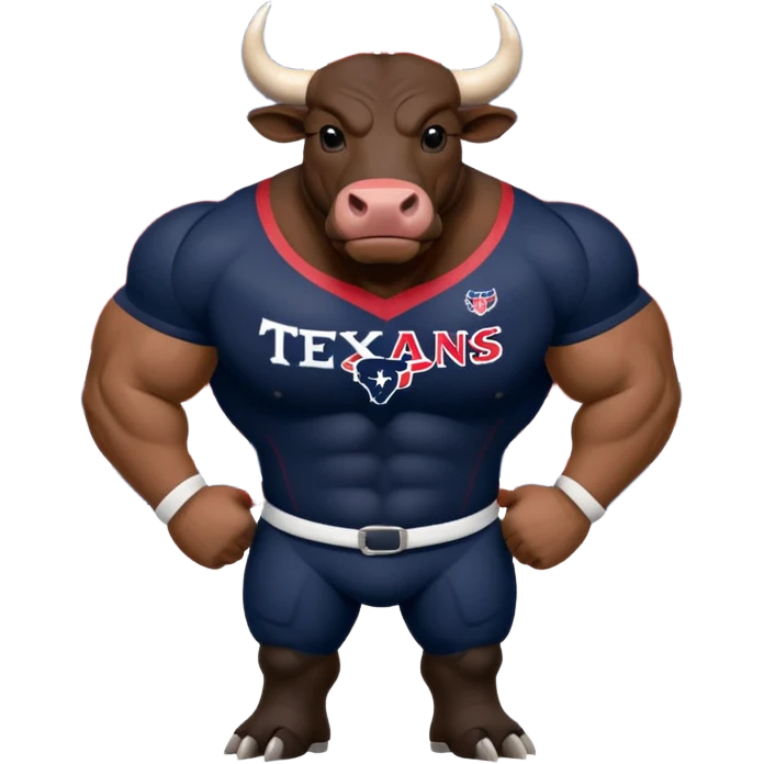 Houston texans black bull, wearing a texans jersey, with a union jack flag behing emoji