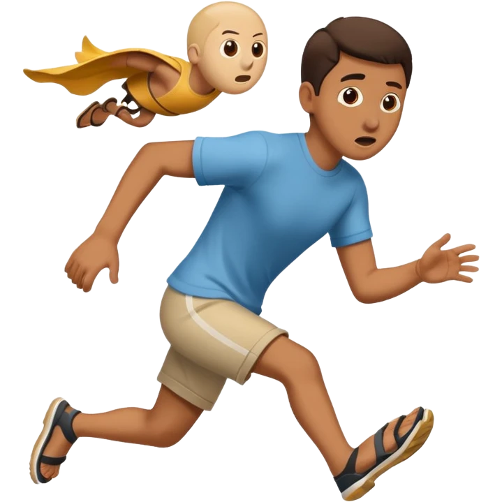 Running away from flying sandal emoji