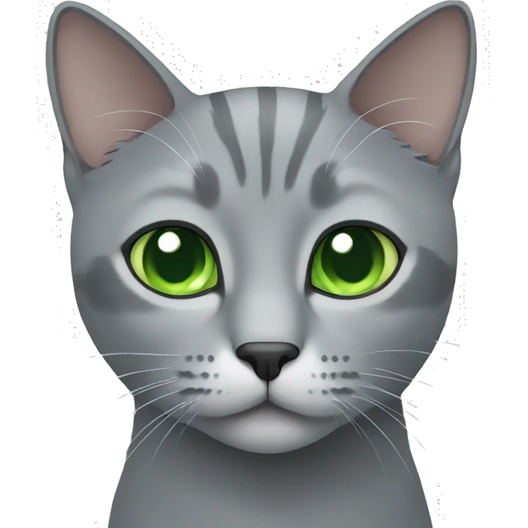 gray cat with green eyes emoji