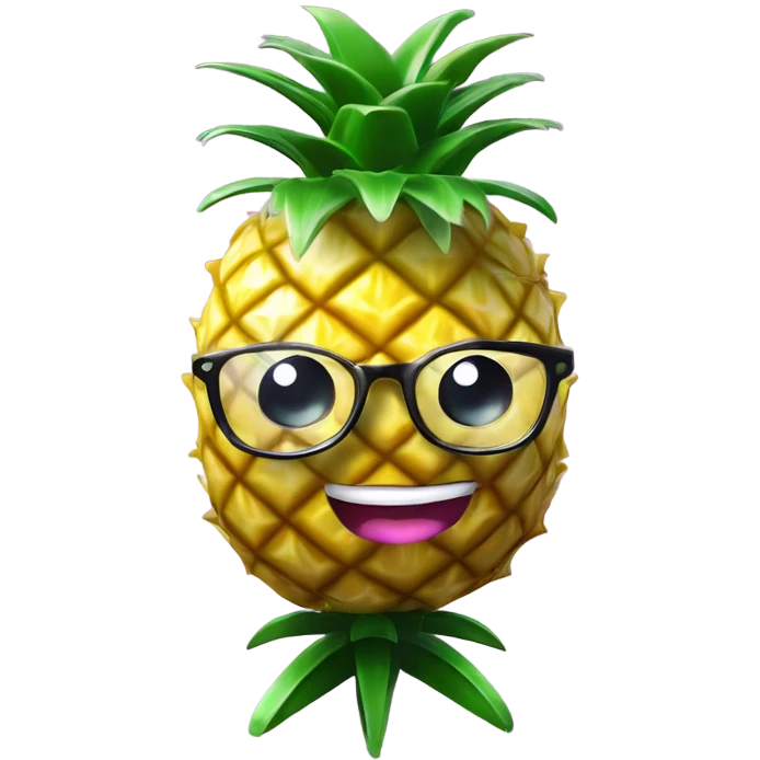 3D elegant pineapple🍍  with big shiny eyes 👀 pineapple holds mirror with its reflection 🪞🍍 emoji