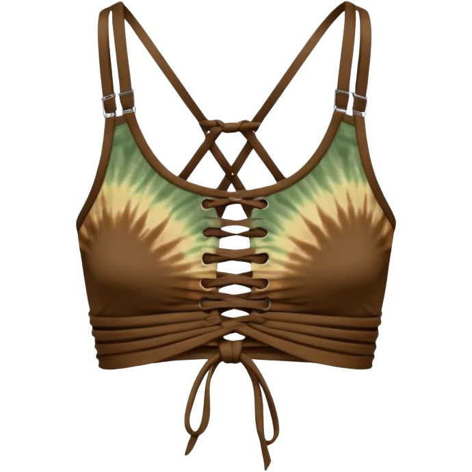 Tight weaved clothing crop top strappy in the front tie dye slightly darker earth tones emoji