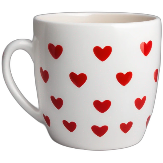 Taza de ceramica blanca con corazones rojos  emoji