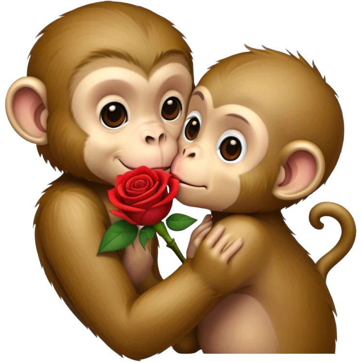 Monkey giving a kiss with a rose in hand  emoji