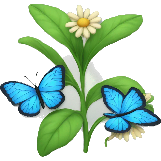 blue butterfly and flower emoji