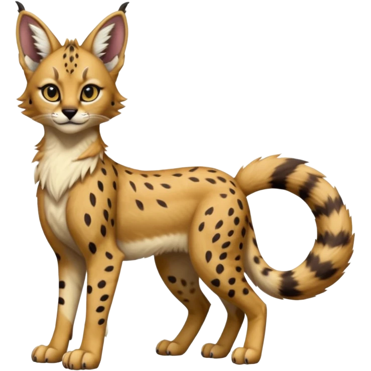 Epic Cute Dark Sergal-Serval-Vernid-Caracal full body emoji