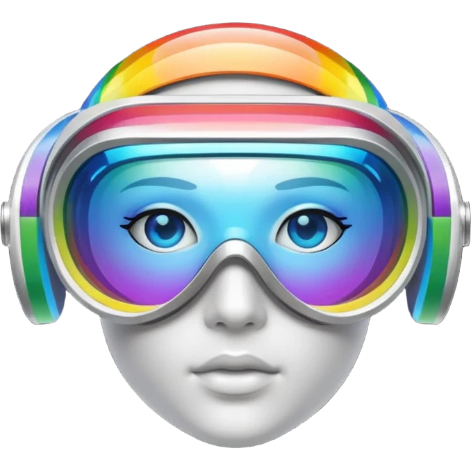 silver simulation rainbow visor goggles emoji