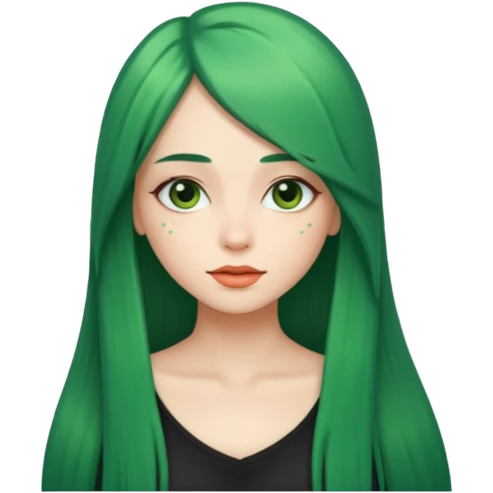 Girl with long straight green hair, sexy emoji
