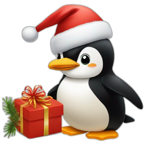 Pinguin mit einem Weihnachtsmarkt hut emoji