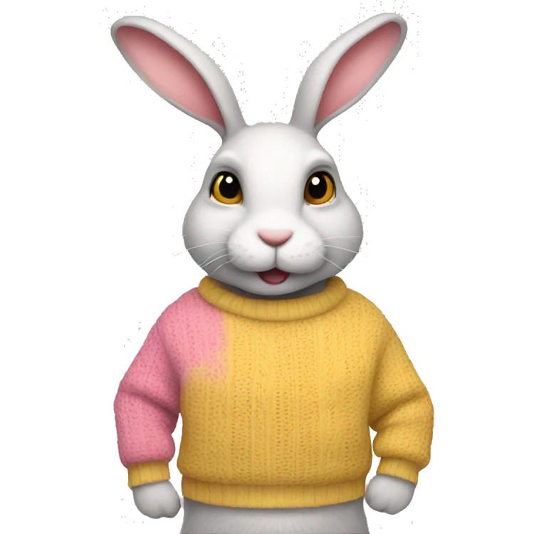 Rabbit wearing sweater yellow pink emoji