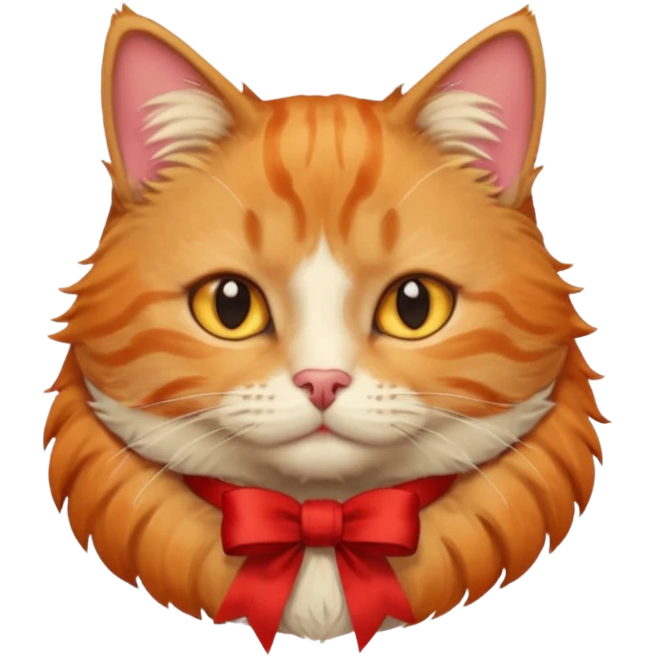 Cat with ribbon collar, half body emoji