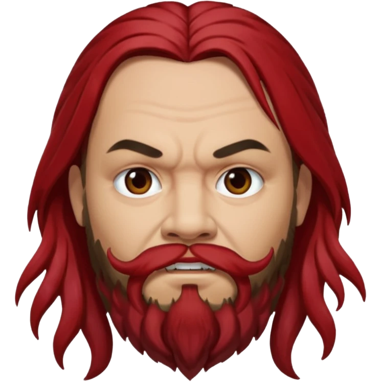 Max Cavalera with dark red long hair, light skin emoji