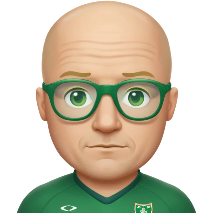 irish rugby player with no hair and green glasses emoji