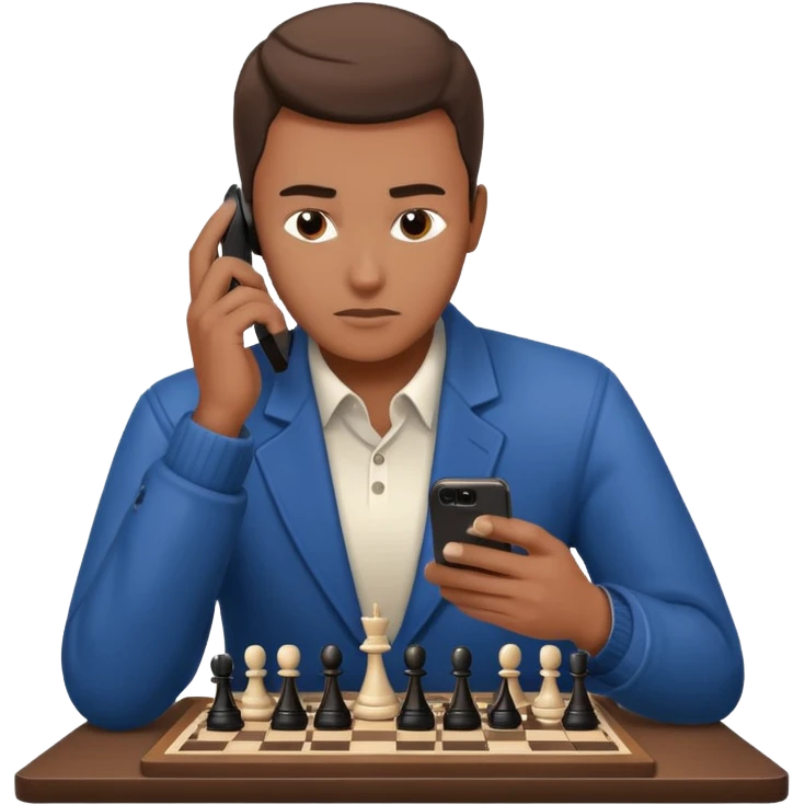 he plays online chess on phone emoji