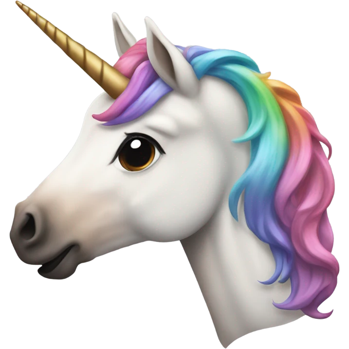 A unicorn that has all colors on its hair except for black and brown and white  emoji