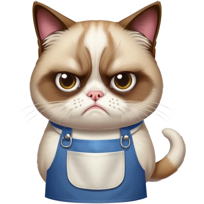 grumpy cat only wearing an apron emoji