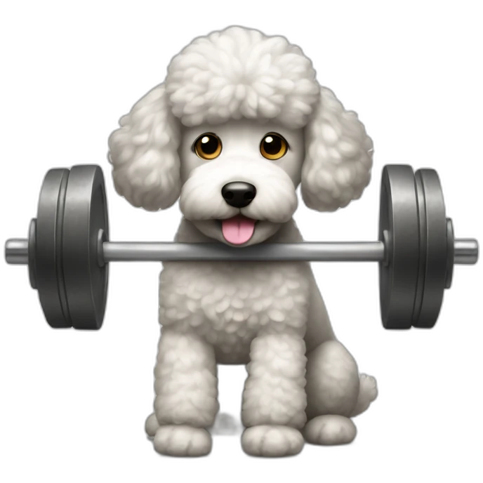 A poodle lifting a barbell emoji