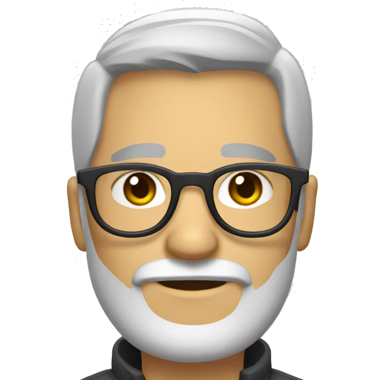 kaukasian male glasses beard stylish light grey hair  emoji