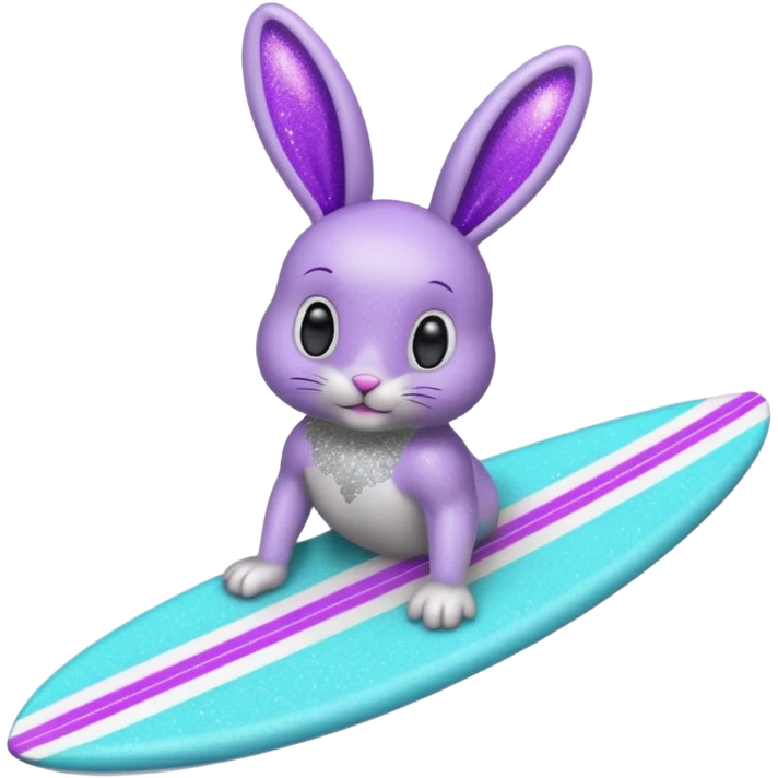 glitter gray bunny purple cian surf emoji