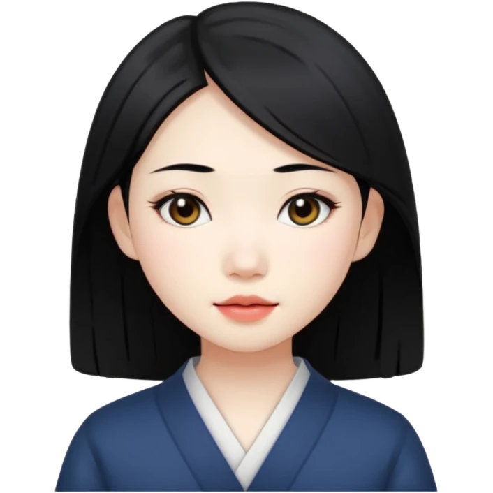 Pretty Asian girl with black hair on period emoji