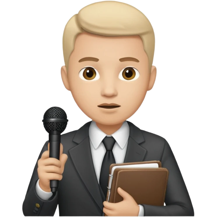 male corrupt reporter holding his microfone and notebook emoji