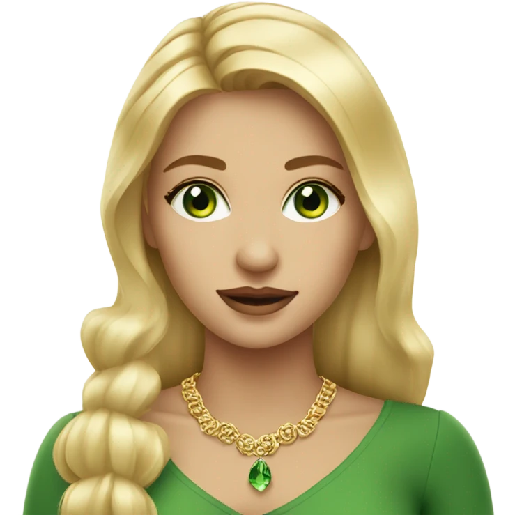 gorgeous blonde girl green eyes gold jewlery emoji