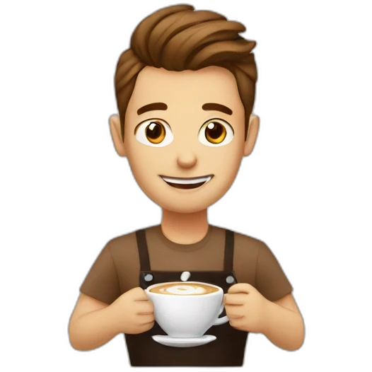 A barista making latte art emoji