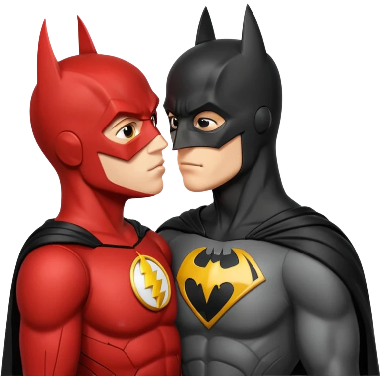 Batman and The Flash kissing emoji