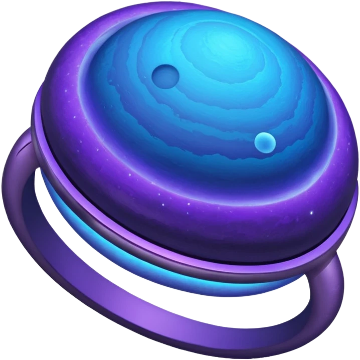 Oval shaped planet, 2 moons, ring emoji