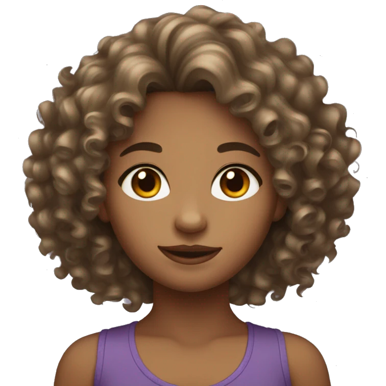 curly hair medium skin toned girl emoji