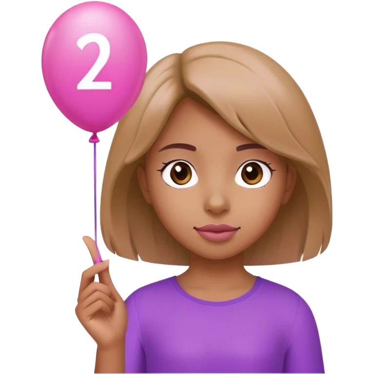 Girl holding a Pink balloon with a 2 on it and a purple balloon with a 3 on it  emoji