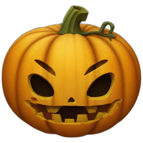 pumpkin wearing a skull mask emoji
